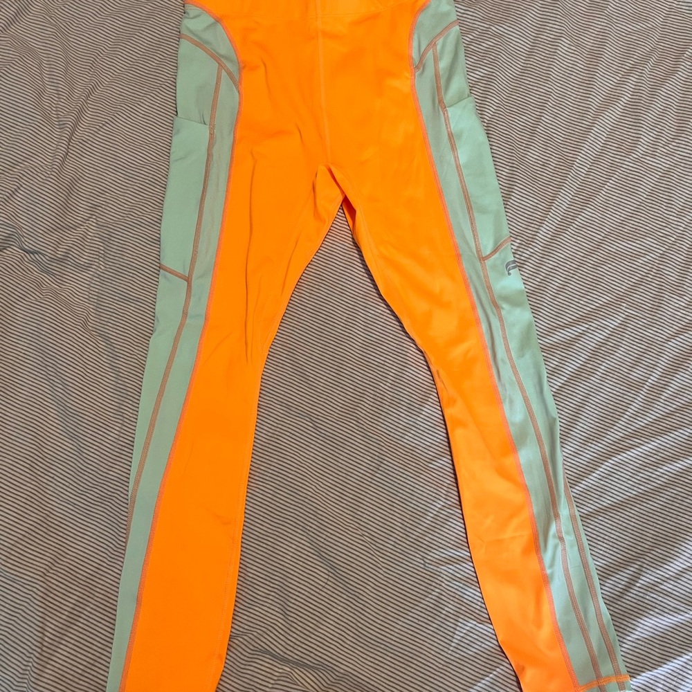 Fabletics Orange and Green Athletic Leggings